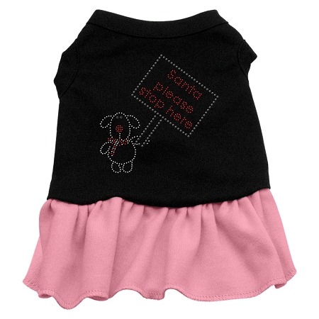 Santa Stop Here Rhinestone Dress Black with Pink XXXL